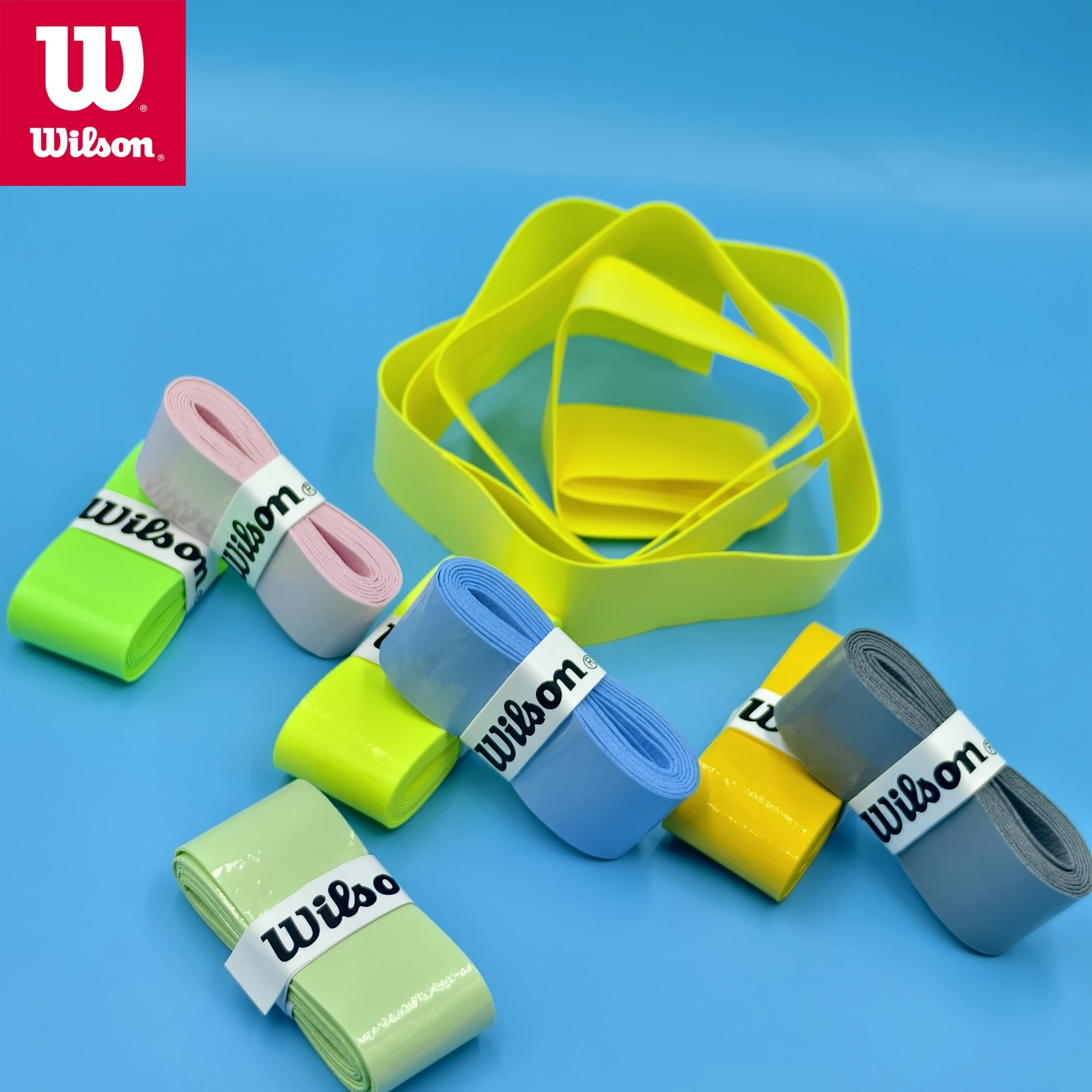 Wilson สายพานไม้เทนนิสมีกาวกันลื่นทำมือ, สายพานเทนนิสด้าม PU 12/24ชิ้นสายพานเบ็ดตกปลากันลื่น