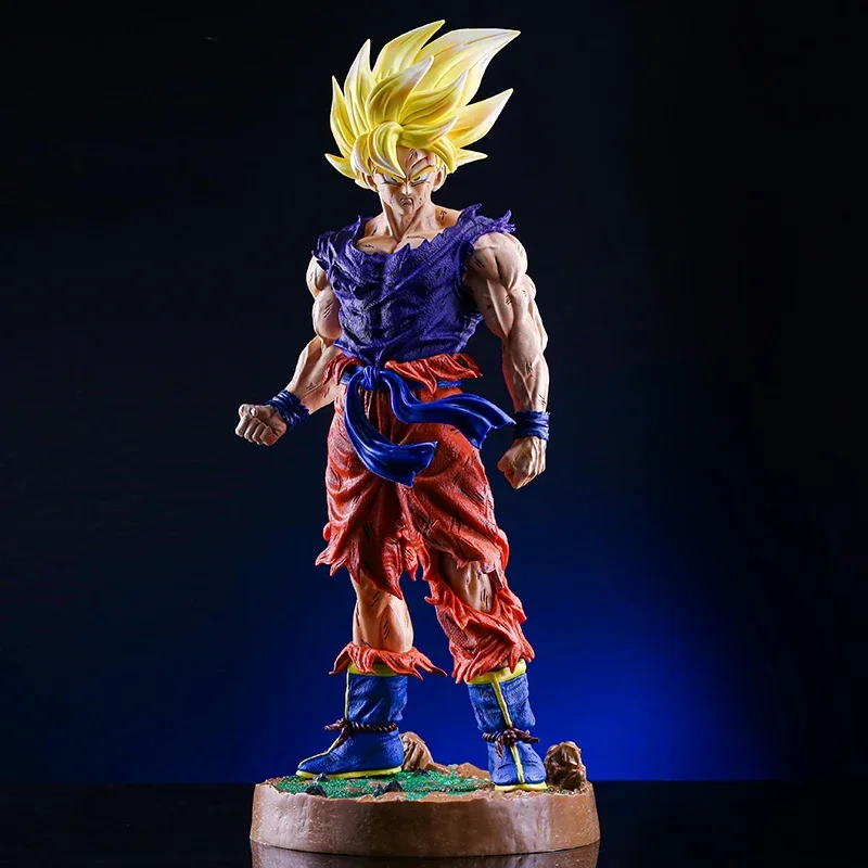 

45cm Dragon Ball Handmade Initial Super Wukong Super Carot Large Battle Damaged Wukong Super Saiyan Gk Model Statue Gift