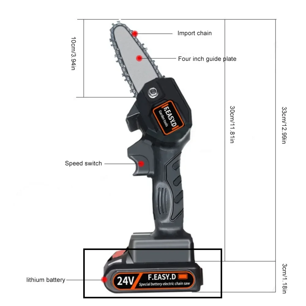 Chainsaw Battery Special Battery for Woodworking Garden Tools Feller Pruning for Mini Chainsaw 24V 1500 MAh 4 Inches Suitable