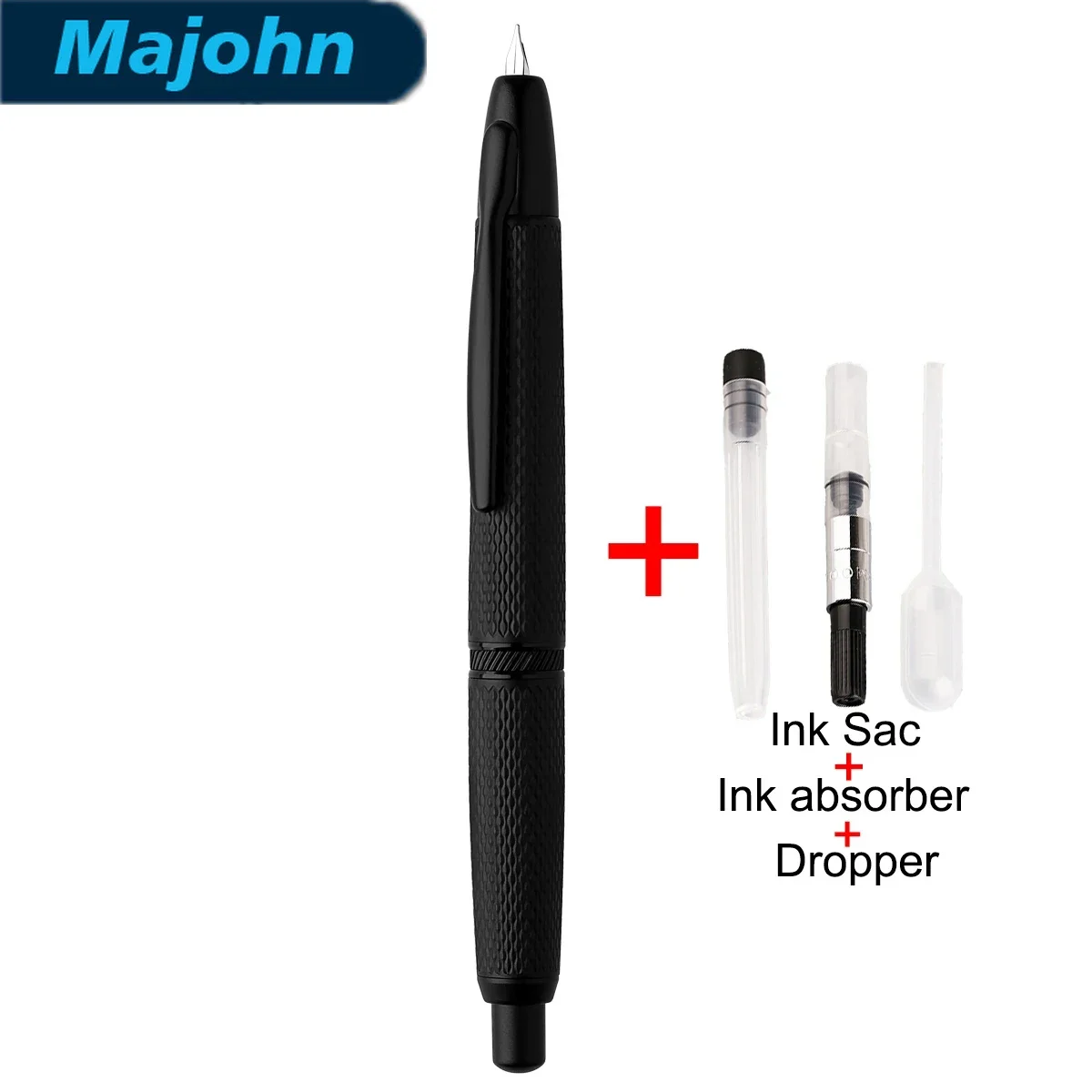 

MAJOHN A1 Stainless Steel Retractable Fountain Pen Fish Scale Engraved Clip Clipless Business Gift Professionals