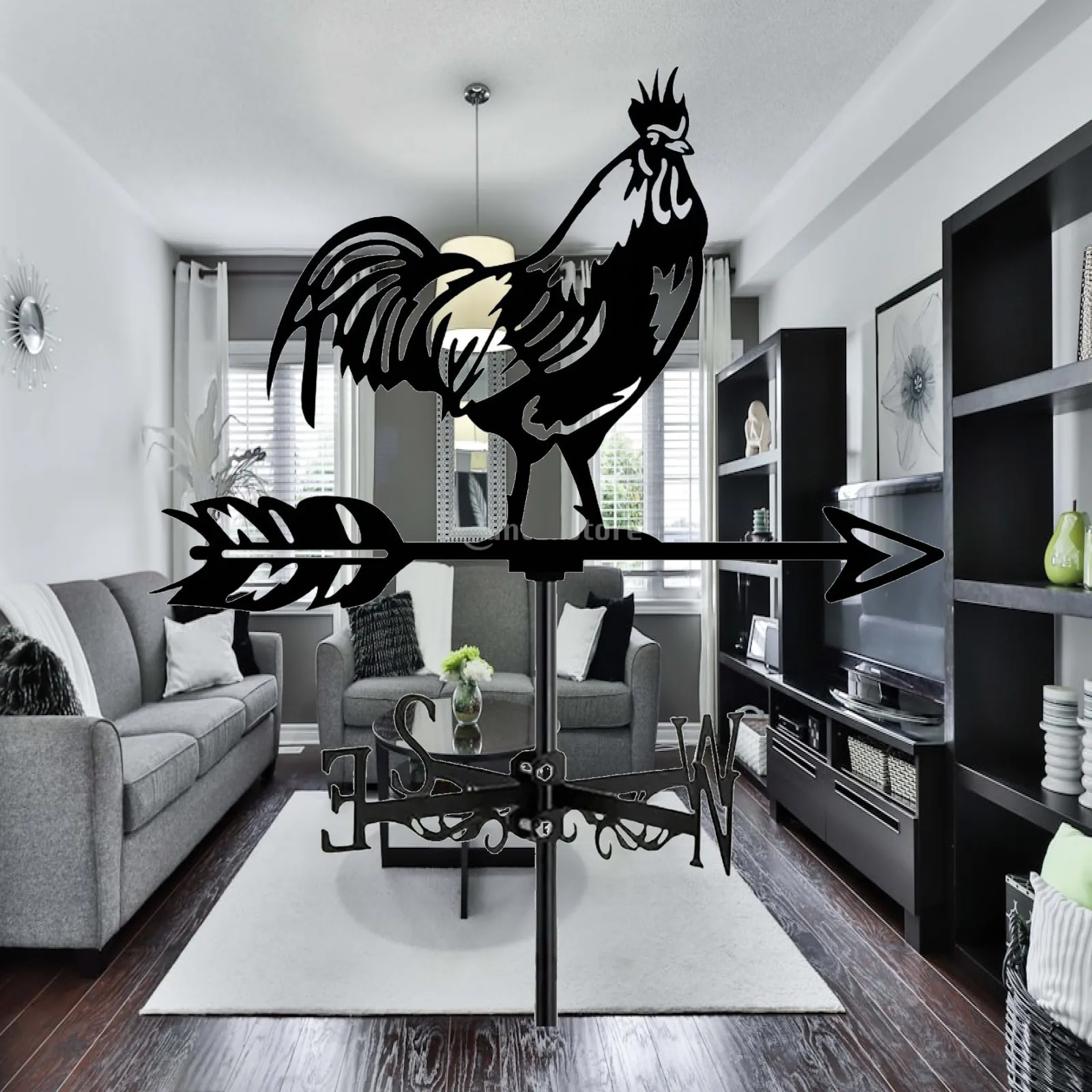 Rooster Weathervane Rooster Ornament 32cm Width Animal Weather Vane Wind