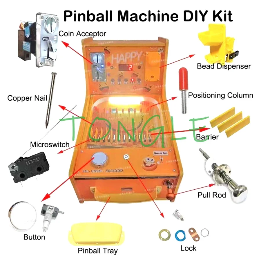 12 Ballistic Pinball Machine Pachinko Pinball Game Mainboard with Wires Hooper DIY Kit Provided Redeem Gift for Kids Amusement