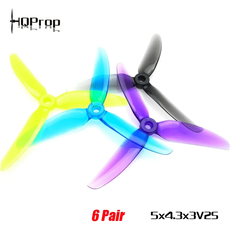 HQPROP 5X4.3X3V2S 5043 5X4.3X3 3-Blade PC Propeller for RC FPV Racing Freestyle 5inch Drones Replacement DIY Parts  6Pairs