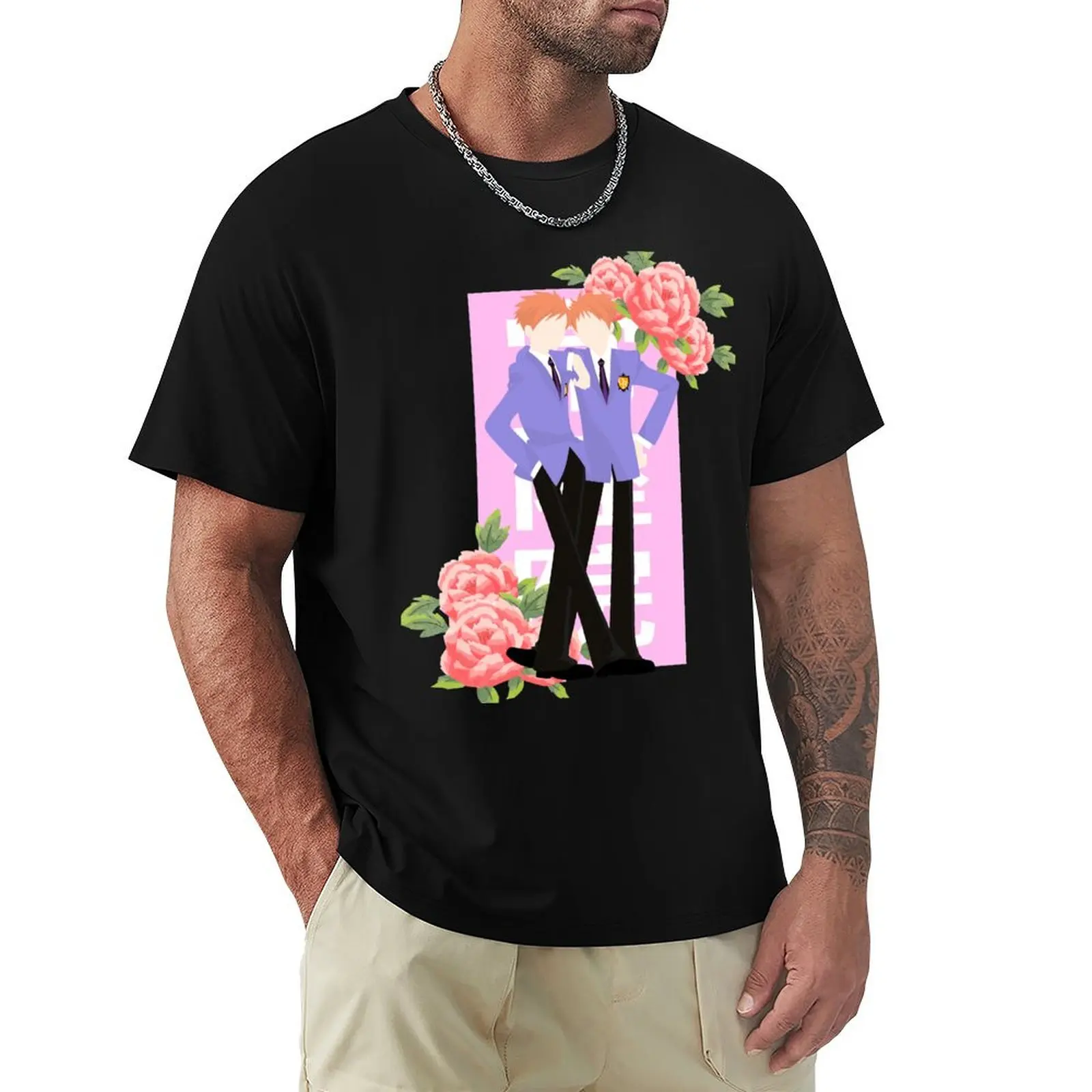 

Kaoru and Hikaru Hitachiin twins - Ouran hshc floral print T-Shirt vintage clothes new edition graphic tshirt men