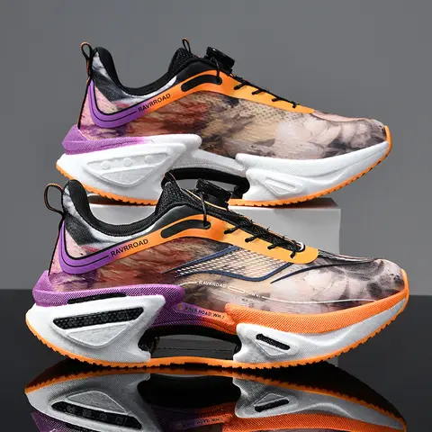 Elastic Speed Running Shoes for Men, Carbon Plate Push Rotating Buckle Sports Shoes for Women, Professional Shock-Absorbing