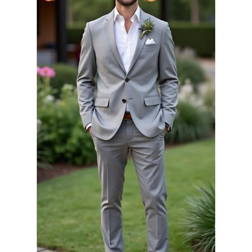 

Men's 2 Piece Suit Slim Fit Notch Lapel Single Breasted Casual Elegant Wedding Groom Suit Business Office Formal Blazer Pants Se