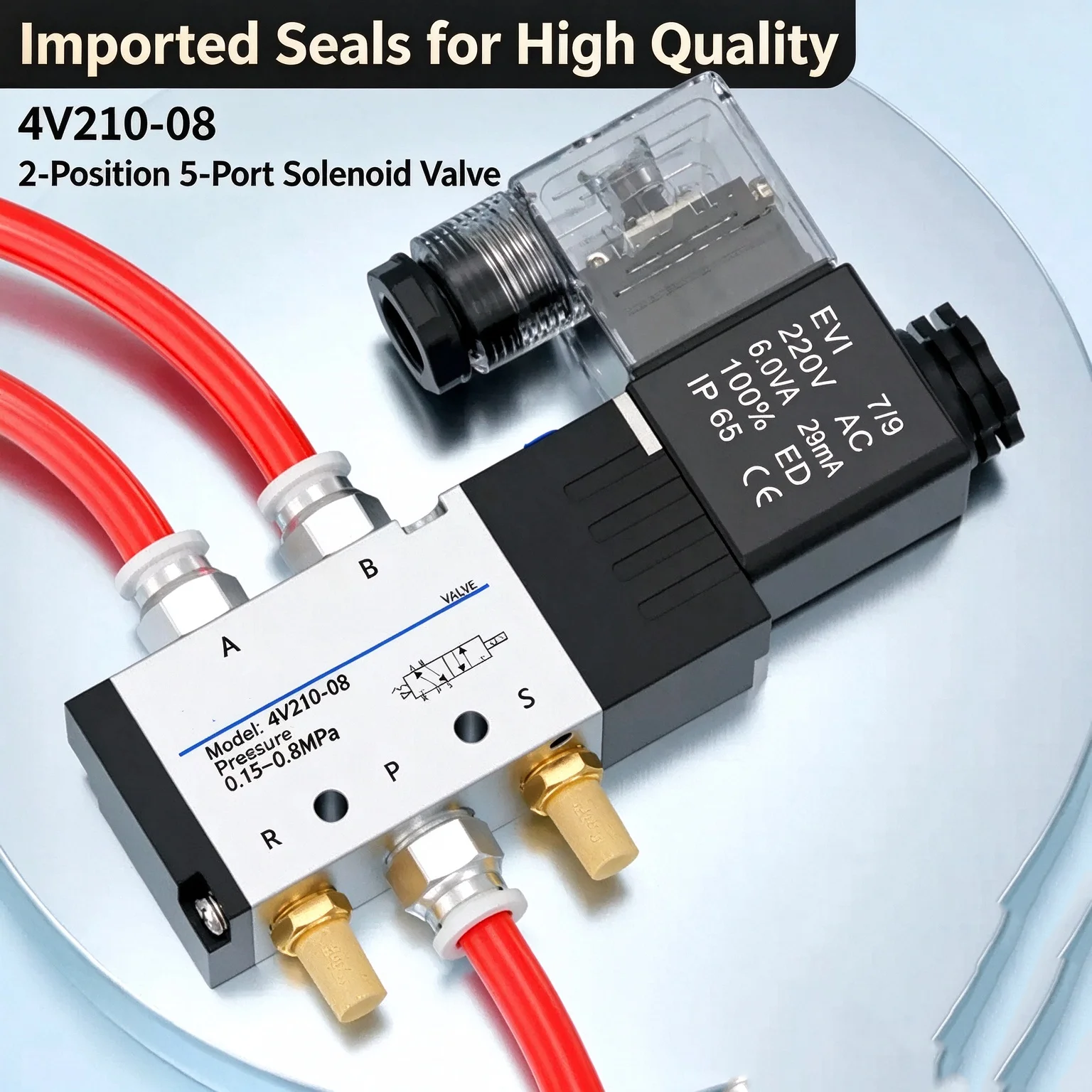 12V 24V 220V Coil Volt 4mm-12mm Hose Fittings Pneumatic Electric Solenoid Valve 5 Way 2 Position Control Air Gas Magnetic Valve