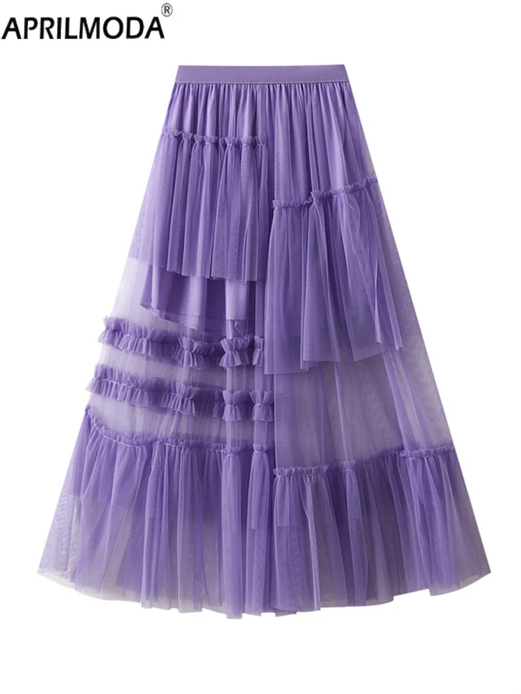 تنورة نسائية هاراجوكو جمالية سوداء على الطراز القوطي ميدي شبكية طويلة تنورة حلوة غير منتظمة مكشكشة على شكل كعكة Cyberpunk Emo تنانير حفلات الأميرة الجنية