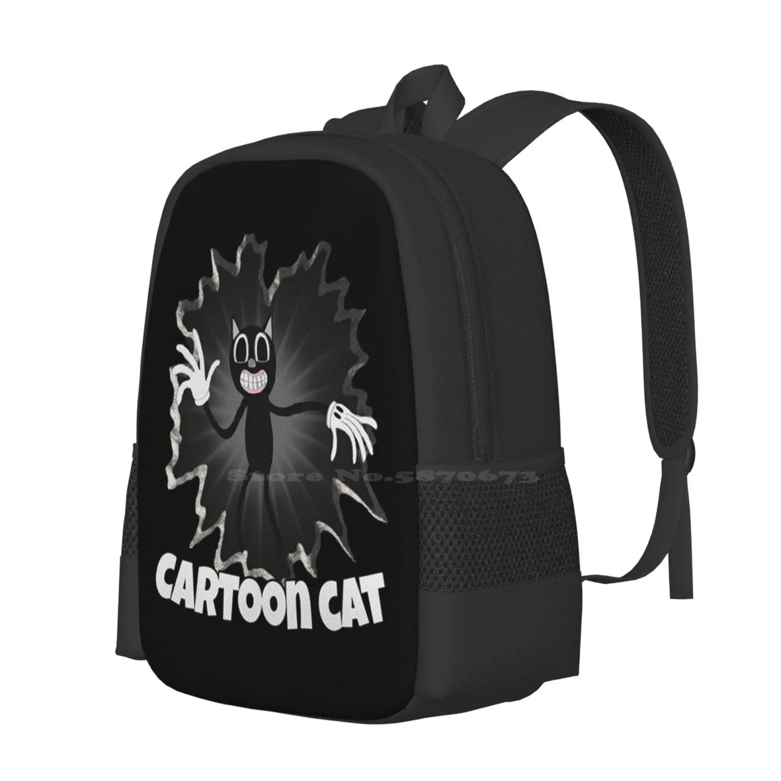 Cartoon Cat-Scary Cat Cartoon Large Capacity School Backpack Laptop Bags Cartoon Scary Cat Kids Horror