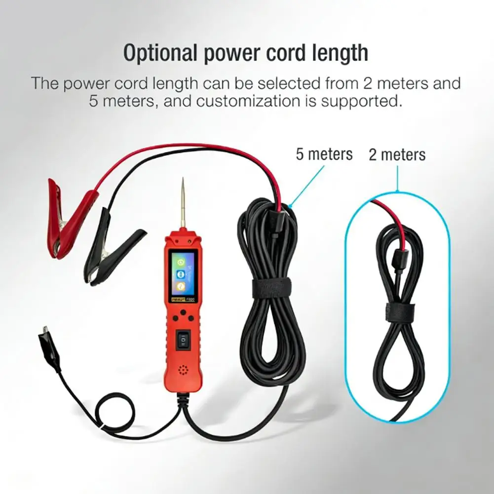 P200 Automotive Circuit Tester Power Circuit Probe Electrical Tester 12/24V Continuity Voltage Lamp Testing Tool with 2M Cable