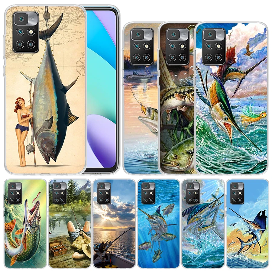 Offshore Angling Fishing Fish Rod Soft Cover for Redmi 12 12C 10 10A 10C 9 9A 9C 9T Print Phone Case 8 8A 7 7A K20 6 Pro 6A S2