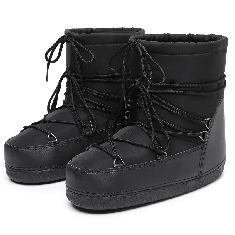 Winter Lace-up Ankle Boots Women Snow Boots Brand Design Classic Platform Waterproof Non-slip Cotton Boots Woman Ski Shoes 2024