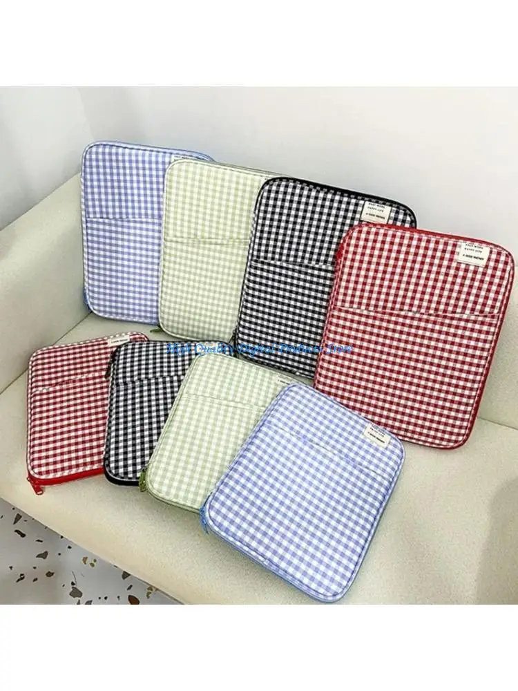

U2JE Fashionable Grids Pad Case Soft Touches Material Protective 11 13 14inch Multiple Pockets Accessories Organization
