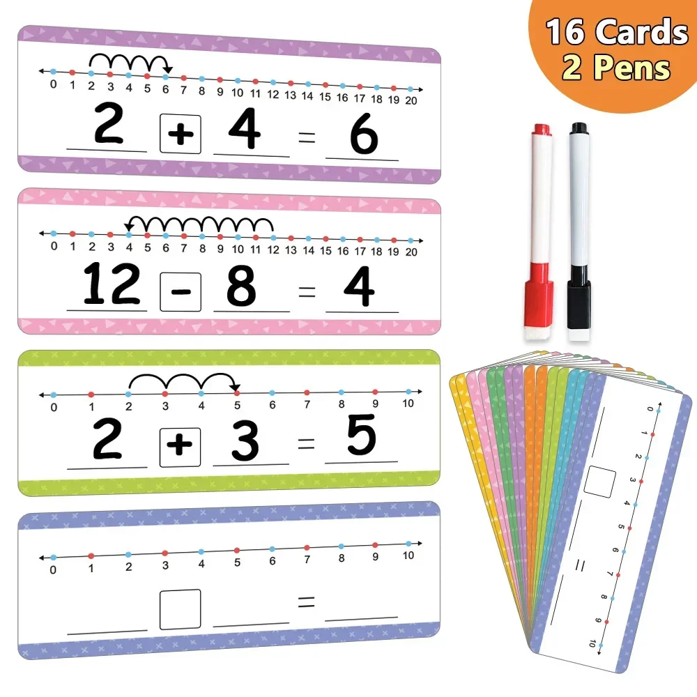

Math 0-20 Dry Erase Number Line Cards Addition&Subtraction Game Number Chart Math Manipulative Game for Kid Educational Learning