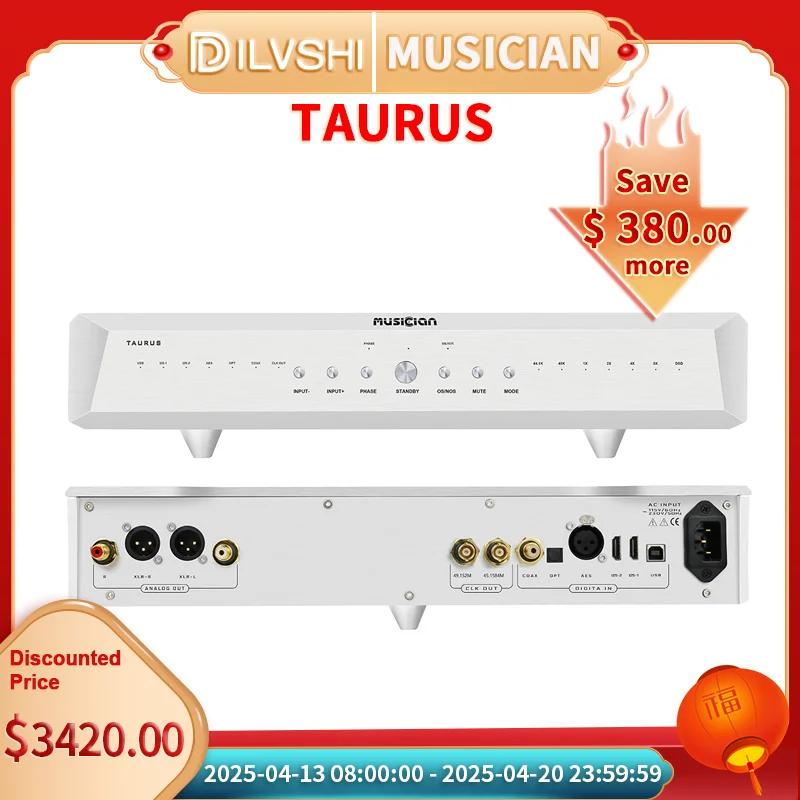 Musisi TAURUS R2R Audio DAC USB I2S DAC ubah Chip Decoding dekoder HiFi DSD1024 PCM1536 XLR seimbang RCA keluaran ujung tunggal