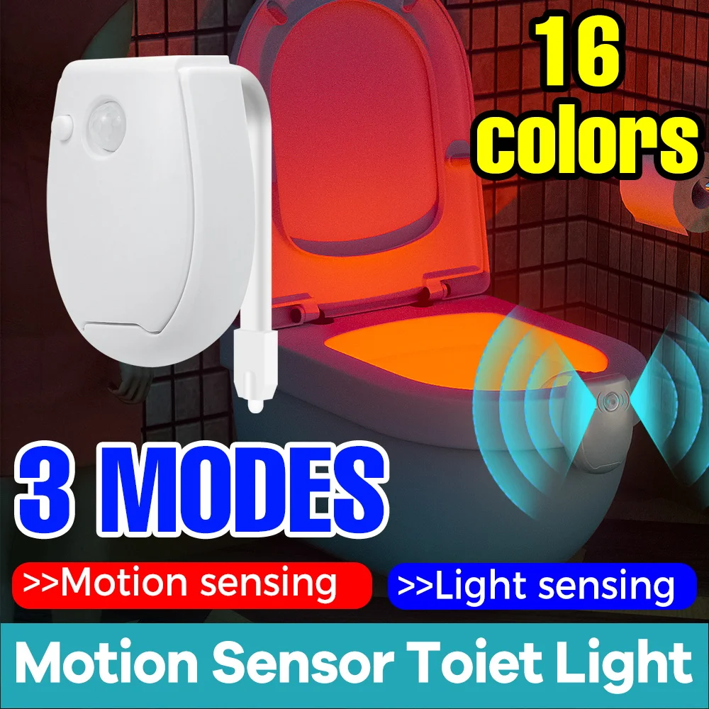 RGB LED Toilet Lights Waterproof Washroom Night Lamp PIR Motion Sensor Colorful Atmosphere Light 16Colours Mood Bathroom Lamps