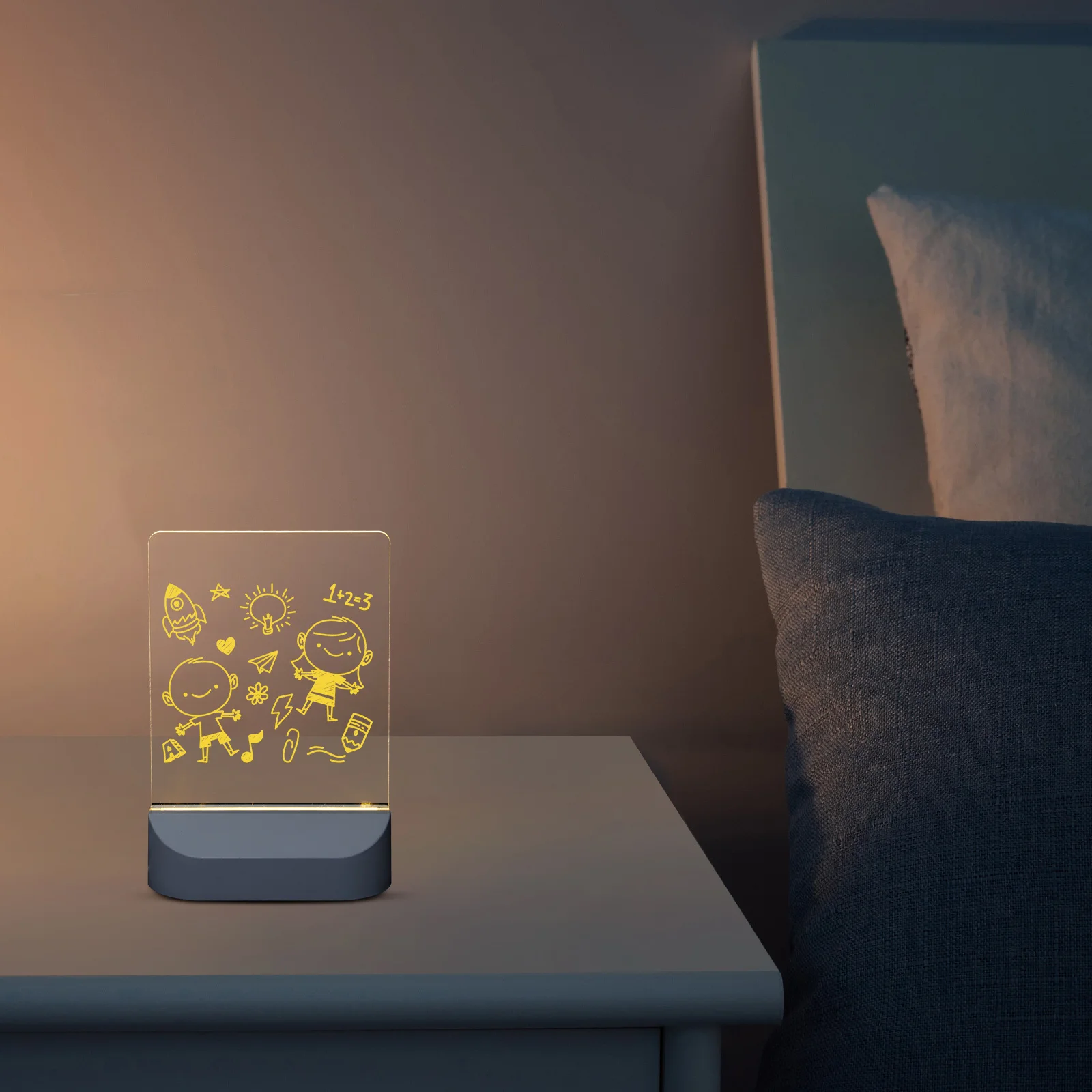 1 مجموعة الأطفال رسم Led الاكريليك Diy بها بنفسك الكتابة سطح مصباح الليل لغرفة الاطفال قابل للمسح خربش مجلس تضيء رسالة المجلس #3