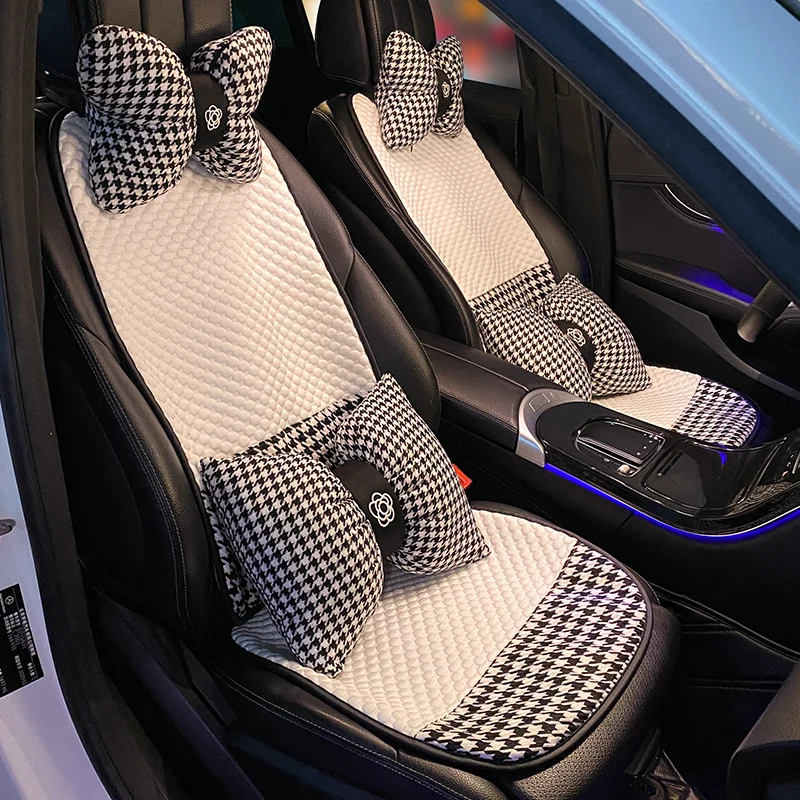 

New Arrival 2024 Simple Fashion Lattice Ice Been Material Breathable Summer Universal Backrest Cushion Car Seat Cushion Cover