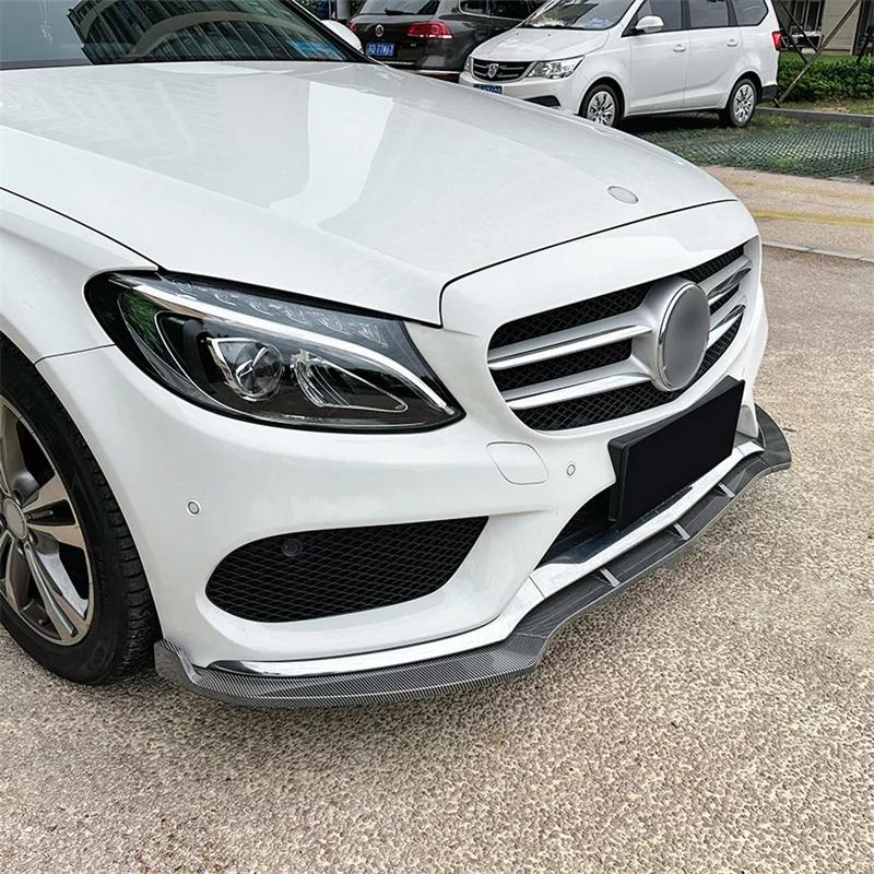 For Mercedes Benz W205 C180 C200 C260 AMG 2015-2018 Car Front Chin Bumper Lip Side Spoiler Splitter Cover Guard Kit Protector