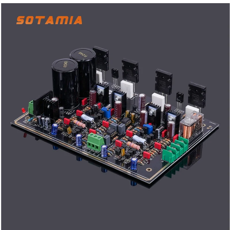 

SOTAMIA 2SC5200 Усилитель мощности Готовая плата Двухканальный усилитель 200 Вт Сервопривод постоянного тока с обратной связью по току и схемой защиты
