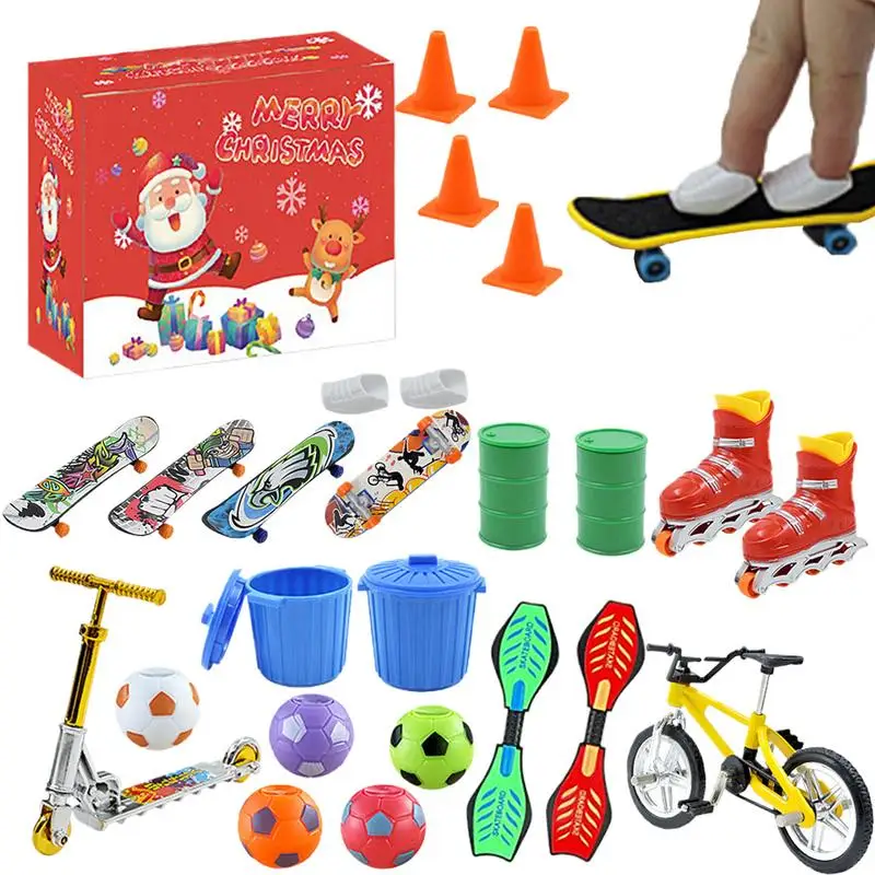 2025 Christmas Advent Calendar 24 Days Christmas Countdown Calendar Creative Finger Skateboard Finger Toy Set Gift Supplies