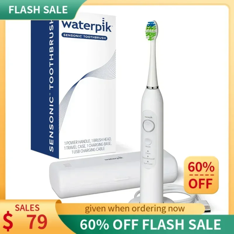 Qwwaterpic sensonic sonic electric toothbrush,rechargeable toothbrush for adults with 3 modes,travel case,USB charger,White St