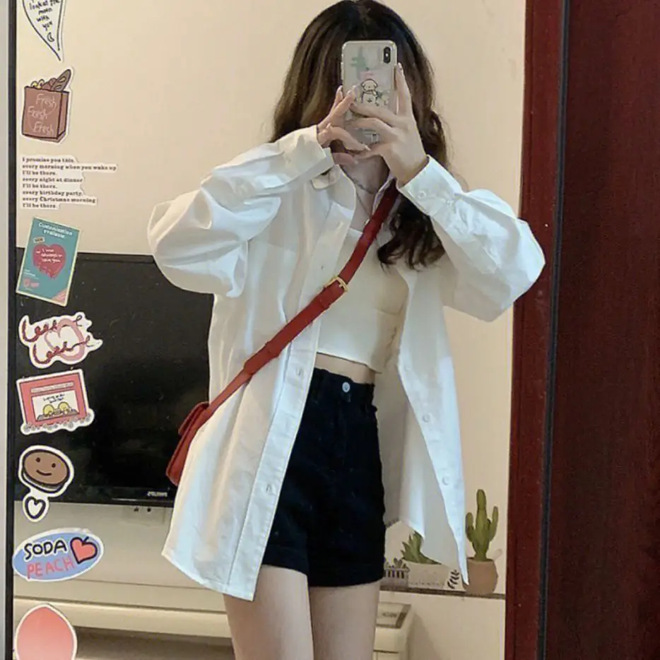 

Long Sleeve Shirts Womens Satin Button Down Tops Slim Fit Gothic Emo Harajuku Aesthetic Chic Streetwear Party Spring Outfits