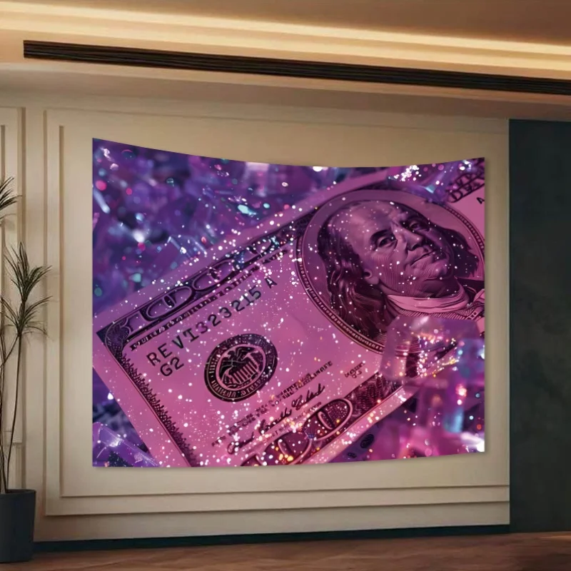 VIKAMA حالمة الأرجواني والوردي الدولار نسيج بريق غرفة المعيشة ميزة جدار الموسيقى استوديو ديكور غرفة المنزل العصرية