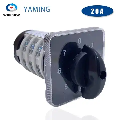 8 Positions Rotary Cam Switch Four Poles 20A Manual Motor Machine Control High Voltage Electrical Selector LW31 YMZ12-20/4