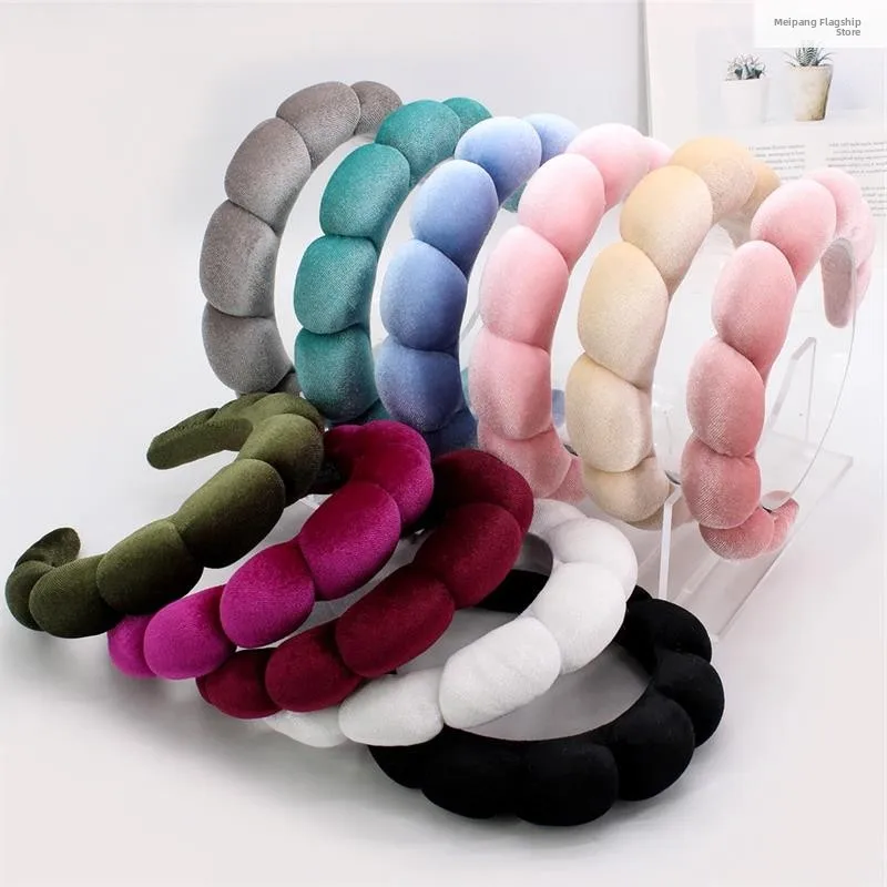 

Velvet Hairband Women's Cross-Border Face Wa Fluffy Cloud Headband High Forehead Sponge Braid Velvet Hair Accory