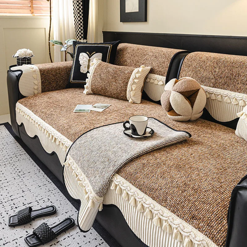 1pcs Chenille Sofa Cover Durable Non Slip Dustproof Chair Pad Prevent Cat Scratching Seat Cushion Home Decor
