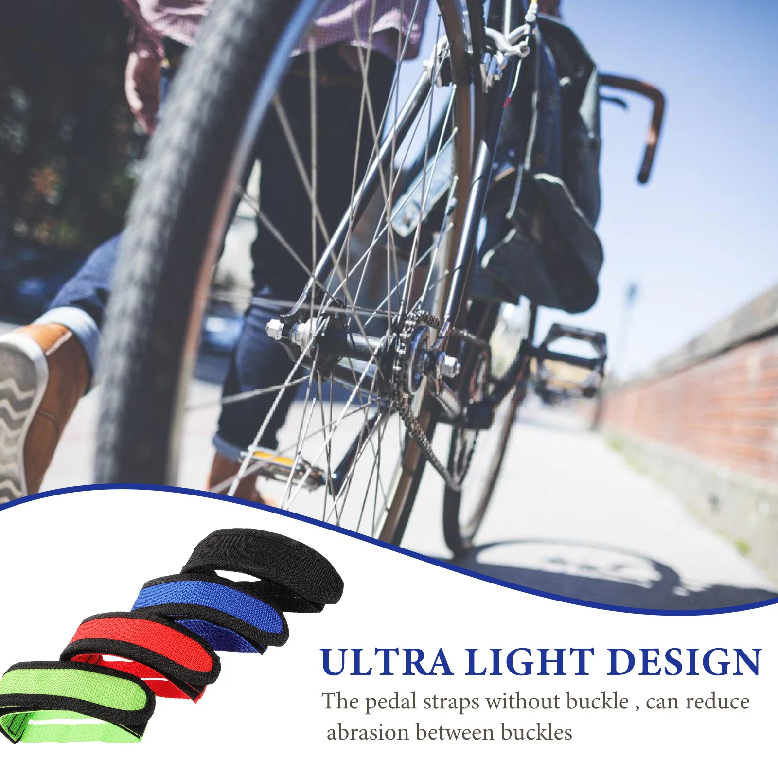 

4 Pairs Bike Pedal Straps Bicycle Toe Straps Non Slip Adjustable Sports Training Accessories Blue Red Black Green Colors Durable