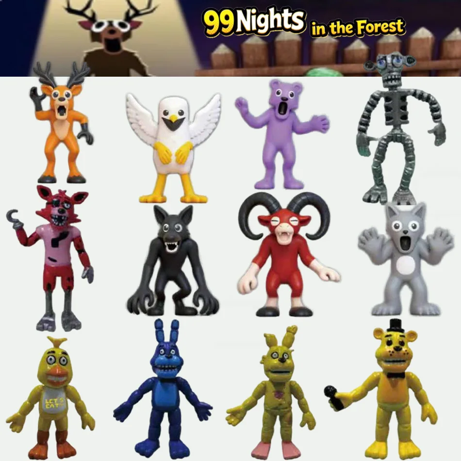 Hot 12pcs/set 99 Nights In The Forest Deer Game Figure Toys Animal Doll Deer Fans Birthday Gifts Toys for Kids Halloween Gift