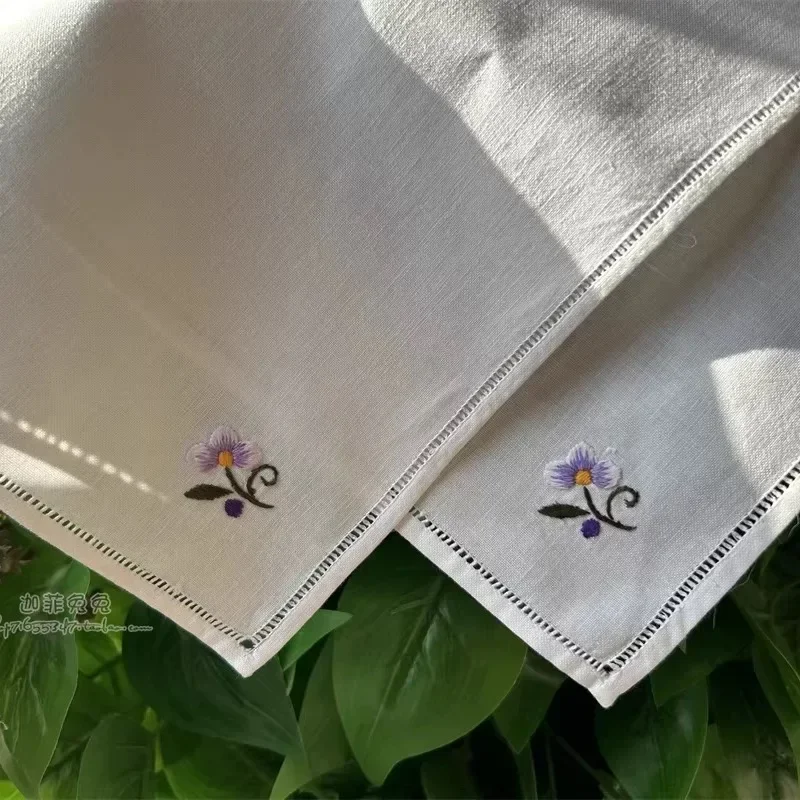 6pcs Handmade Crochet Small Square Handkerchiefs Cross Stitch Towel Placemats Napkin Cloth Decorative Covers for Home Decor