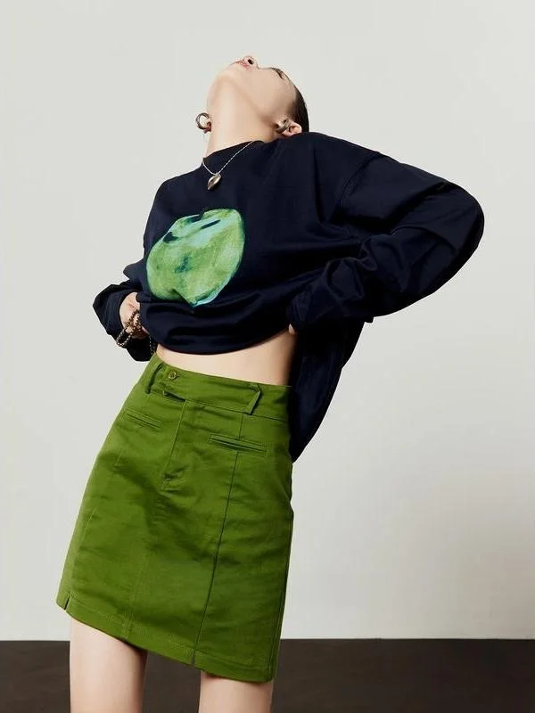 

Naval Blue Long Sleeve T-Shirt Women's Spring Print Casual Loose Fit Breathable Cotton Casual Style round Neck T-Shirt