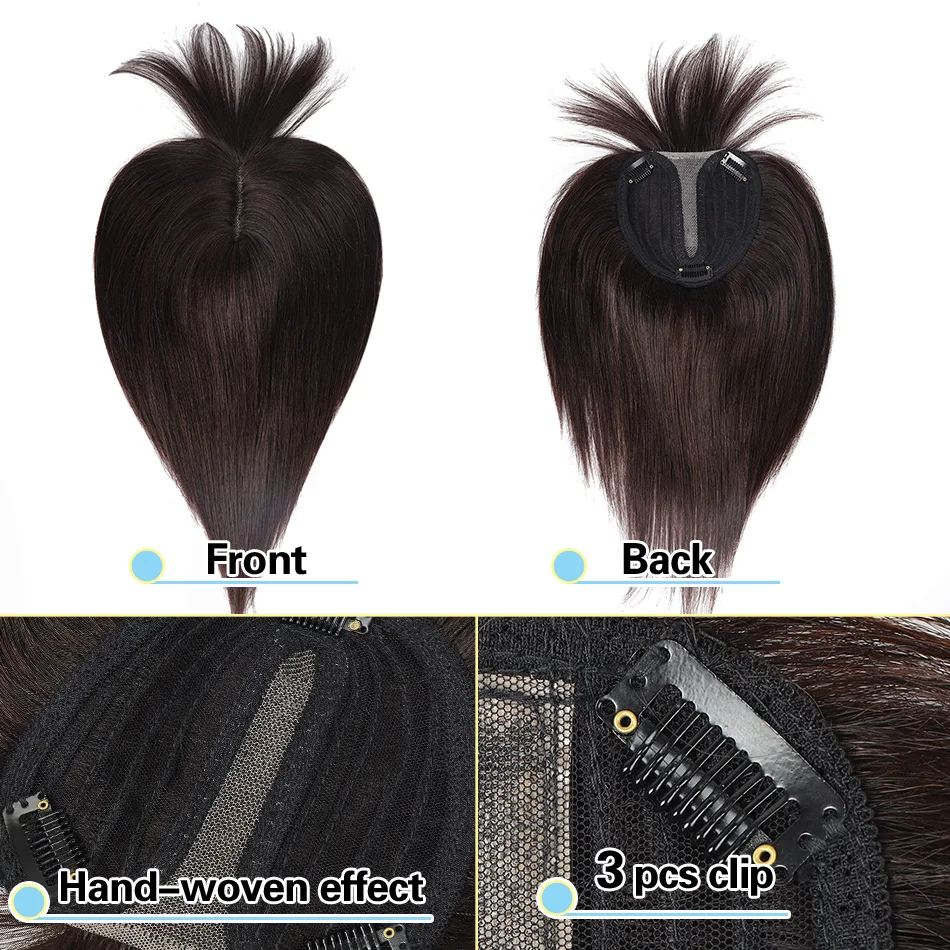 BHF Topper Hair Piece with Bangs Toupee Women Human Hair 13*13 CM Breathable Hand Made Remi Hair Toupee