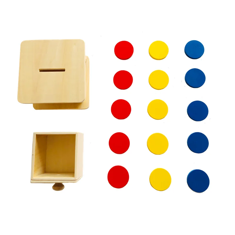 Wooden Montessori Infant Toys Coin Box Baby Colors Learning and Sorting Game Fingers Motos Skill Trainning Tools Early Education