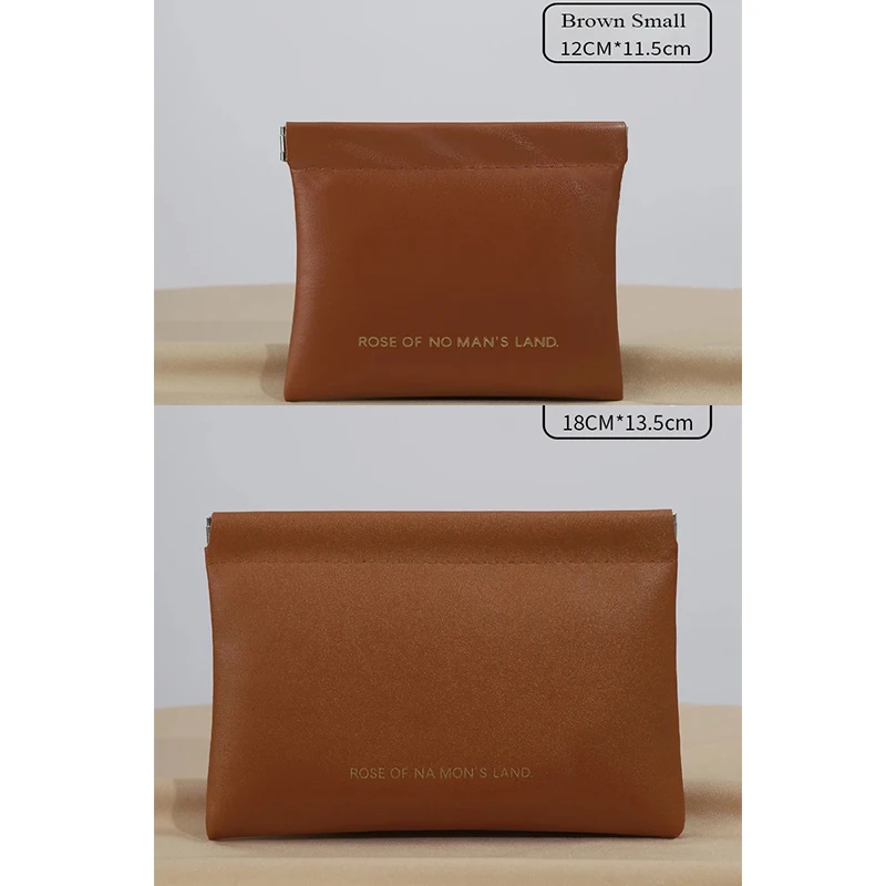 2PCS Mini PU Leather Purse Bags with Automatic Closure Portable Storage for Earphones Charging Cables Lipstick And Coin Case