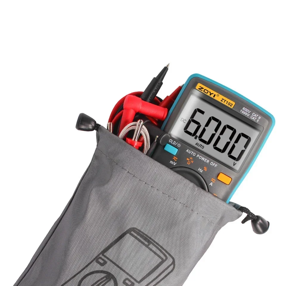 Imagem -04 - Zoyi Zt102 Multímetro Digital 6000 Contagens ac dc Tensão Atual Tester Voltímetro Amperímetro Ohm Medidor de Frequência de Resistência do Diodo