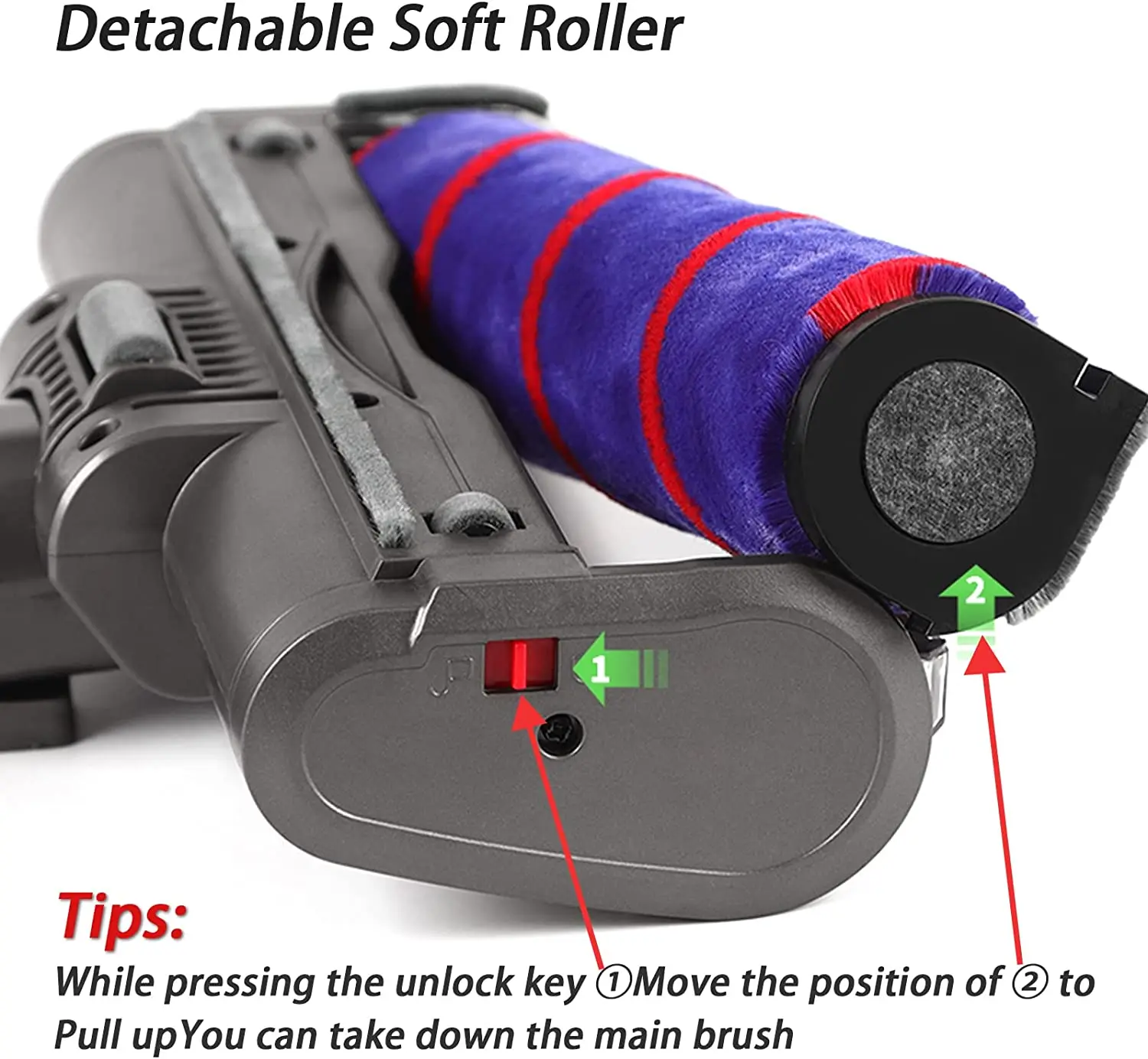 Ferramenta de cabeça de escova motorizada, Soft Sweeper Roller, Dyson V8, V7, V10, V11 Substituição do aspirador