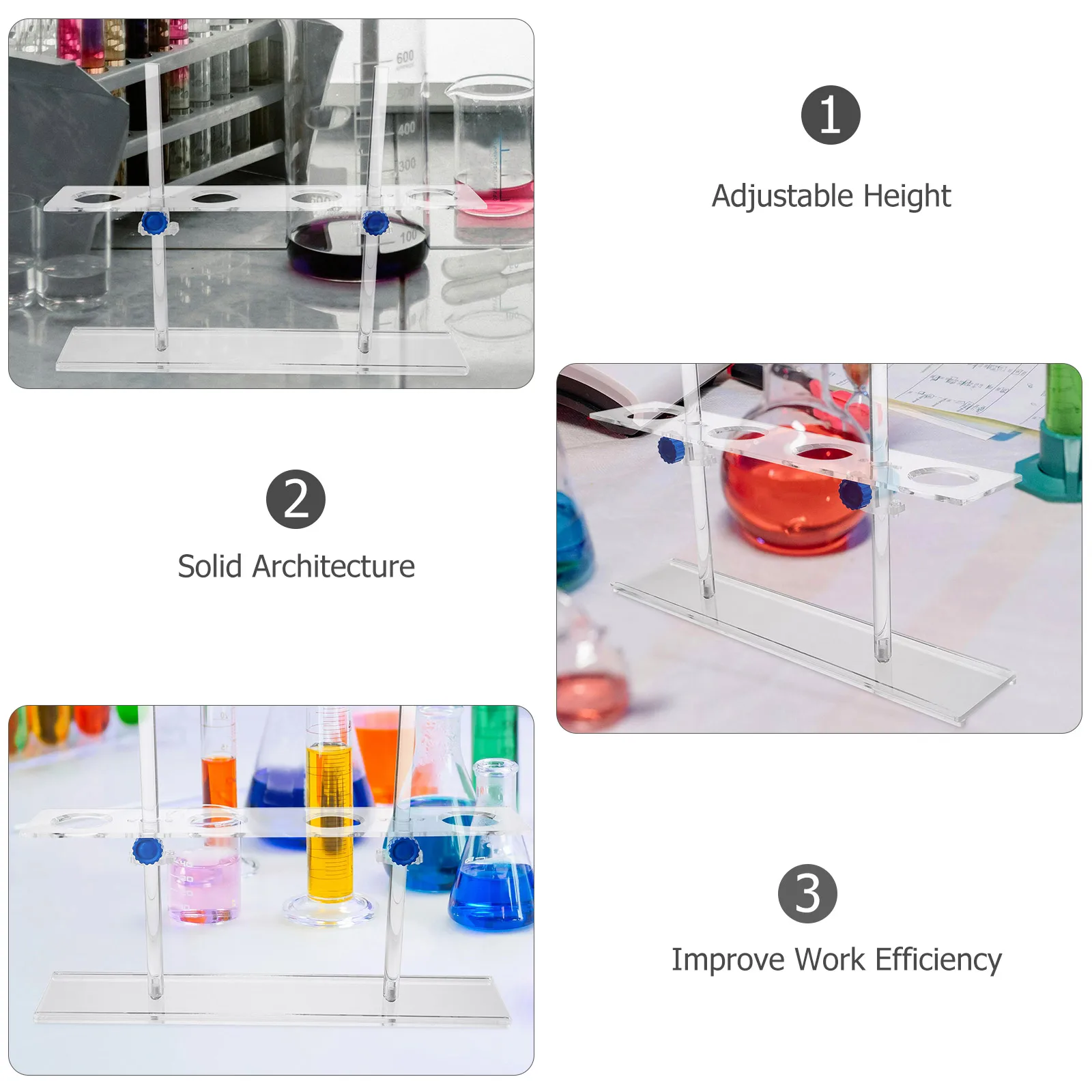 

4 Hole Acrylic Funnel Rack Adjustable Height Laboratory St Wide Mouth Experiment Accessories Chemistry Biology Tool