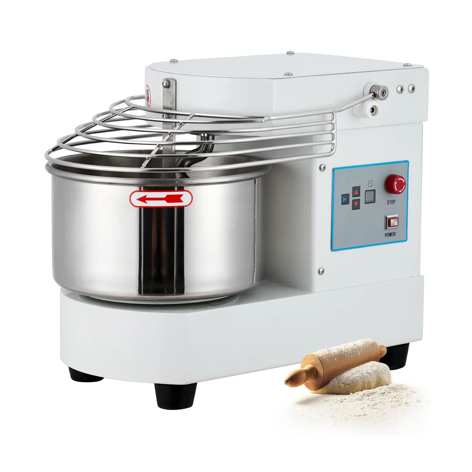 10.5 Qt Commercial Food Mixer 650W Dual Rotating Dough Kneading Machine Touch Screen Timer Stainless Steel For Bakery