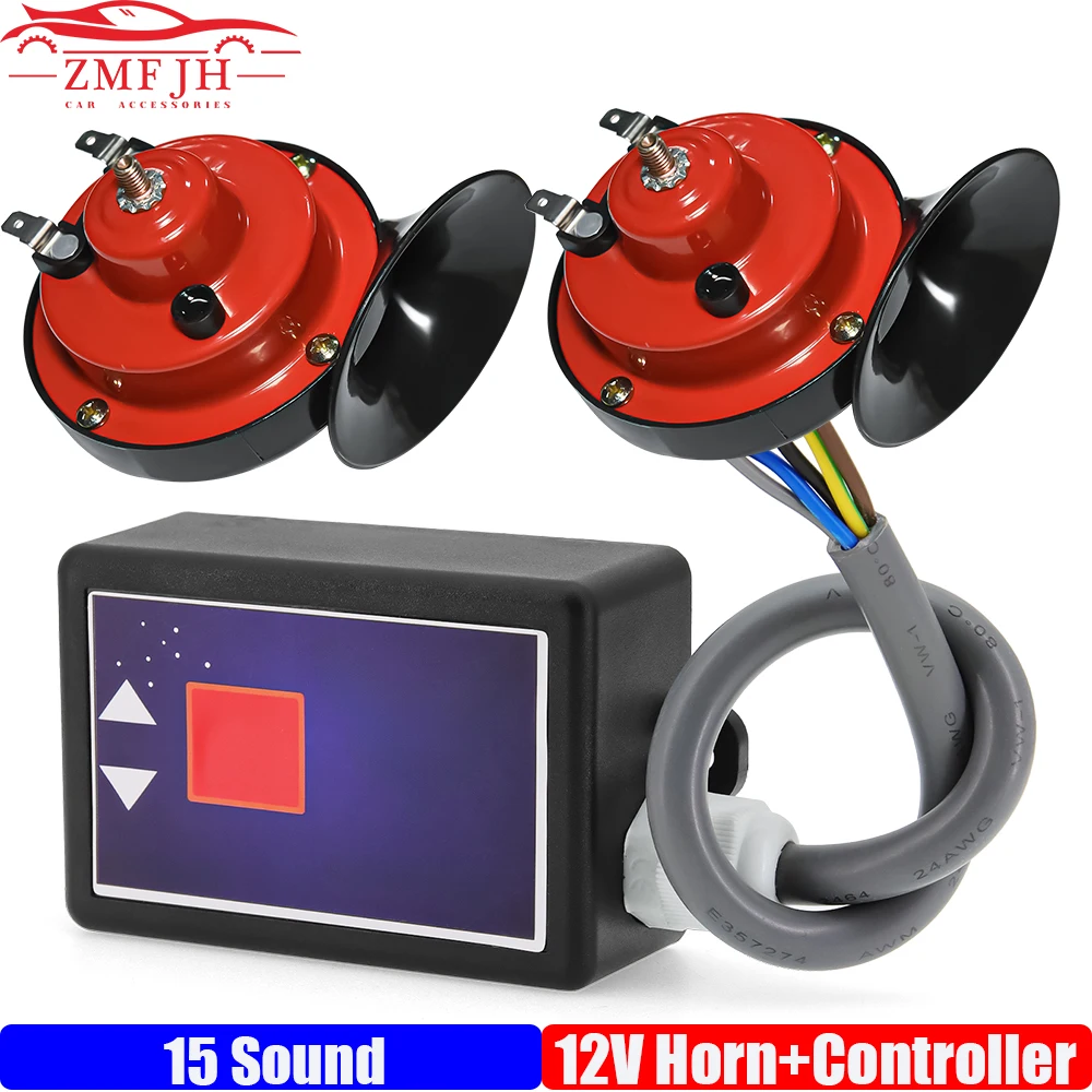 

ZMFJH 2 шт. автомобильный звуковой сигнал в виде улитки + 15 звуков, музыкальный электронный звуковой сигнал, контроллер 3 + Pro, многофункциональный динамик, управление звуком 12 В для двигателя грузовика