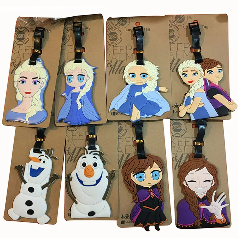 Disney Elsa Princess Travel Accessories Luggage Tag Suitcase Fashion Style Silicon Portable Travel Label  ID Addres Holder