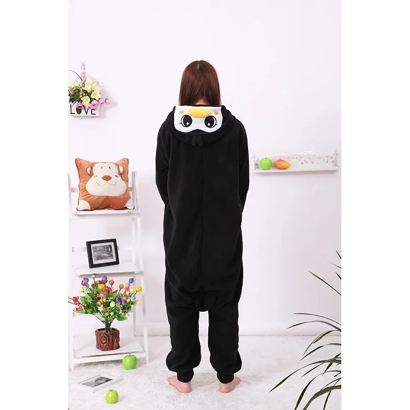 Kigurumi Penguin Black Onesies Unisex Sleepsuit Adult Pajamas Cosplay Costumes Animal Onesie Sleepwear Jumpsuit For Male Famale
