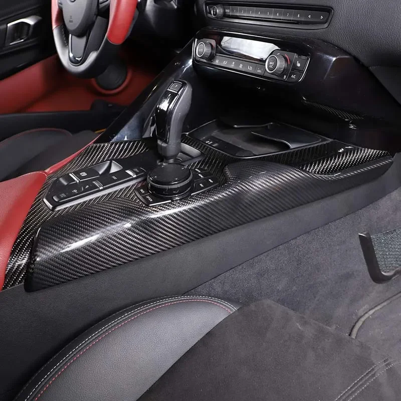 For 2019-2022 Toyota GR Supra A90 Real Carbon Fiber Car Center Console Side Decorative Panel Cover Sticker Car Interior Parts