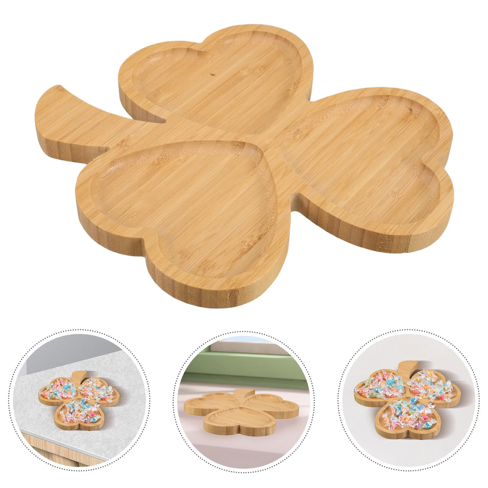 

Fruit Snack Tray Shamrock Shaped Wooden Serving Plate Irish Holiday Party Dessert Tableware Kitchen Bar Accessory