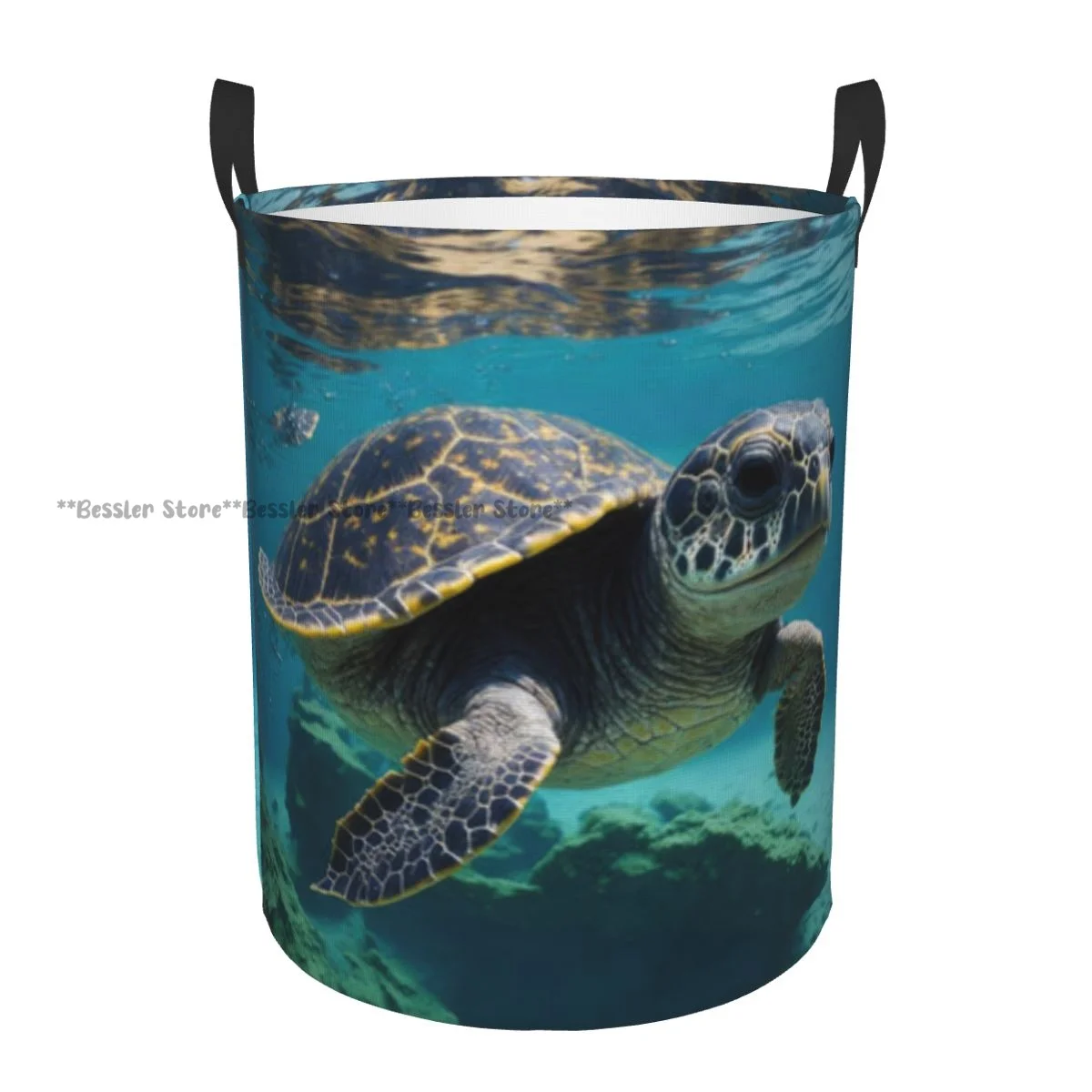 Waterproof Storage Bag Hawaiian Sea Turtle Chelonia Underwater Household Dirty Laundry Basket Folding Bucket Clothes Organizer