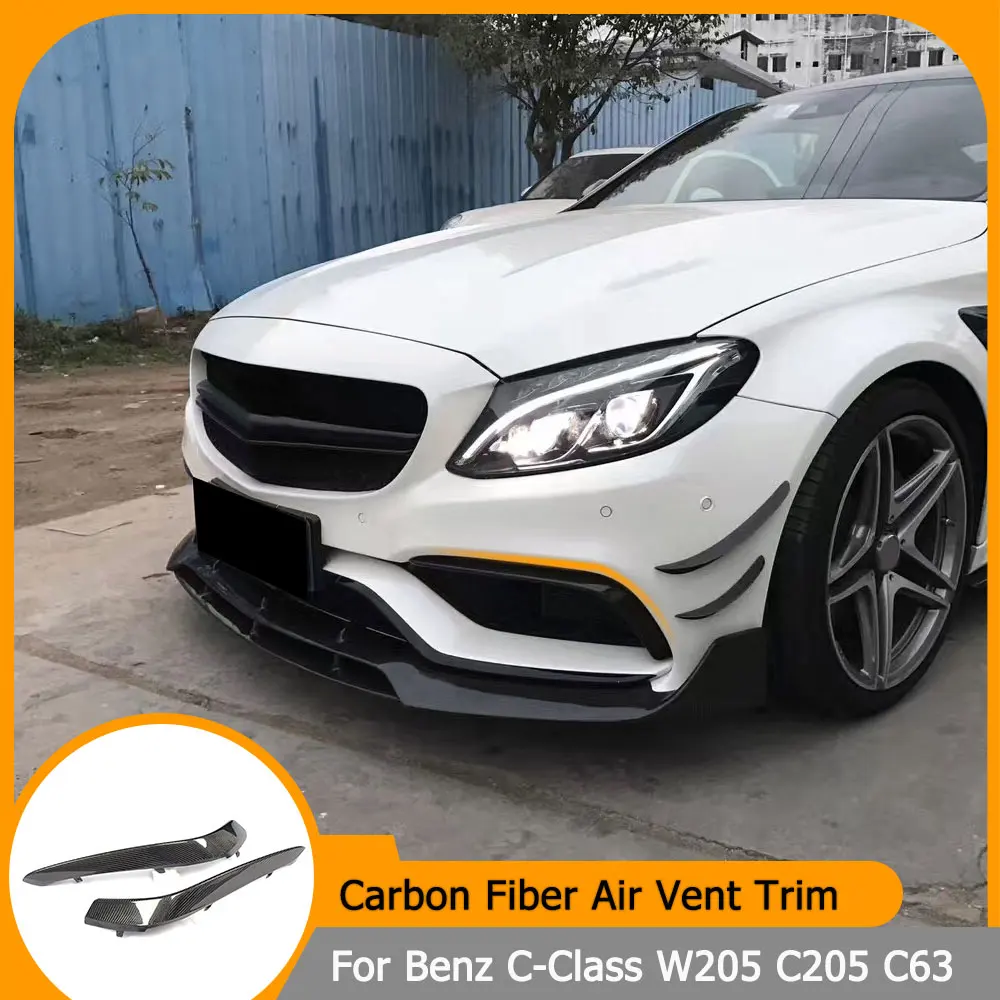 

Carbon Fiber Car Front Up Fog Lamp Trims for Mercedes Benz C-Class W205 C63 AMG 2015-2017 2PCS/SET Front Bumper Lamp Canards