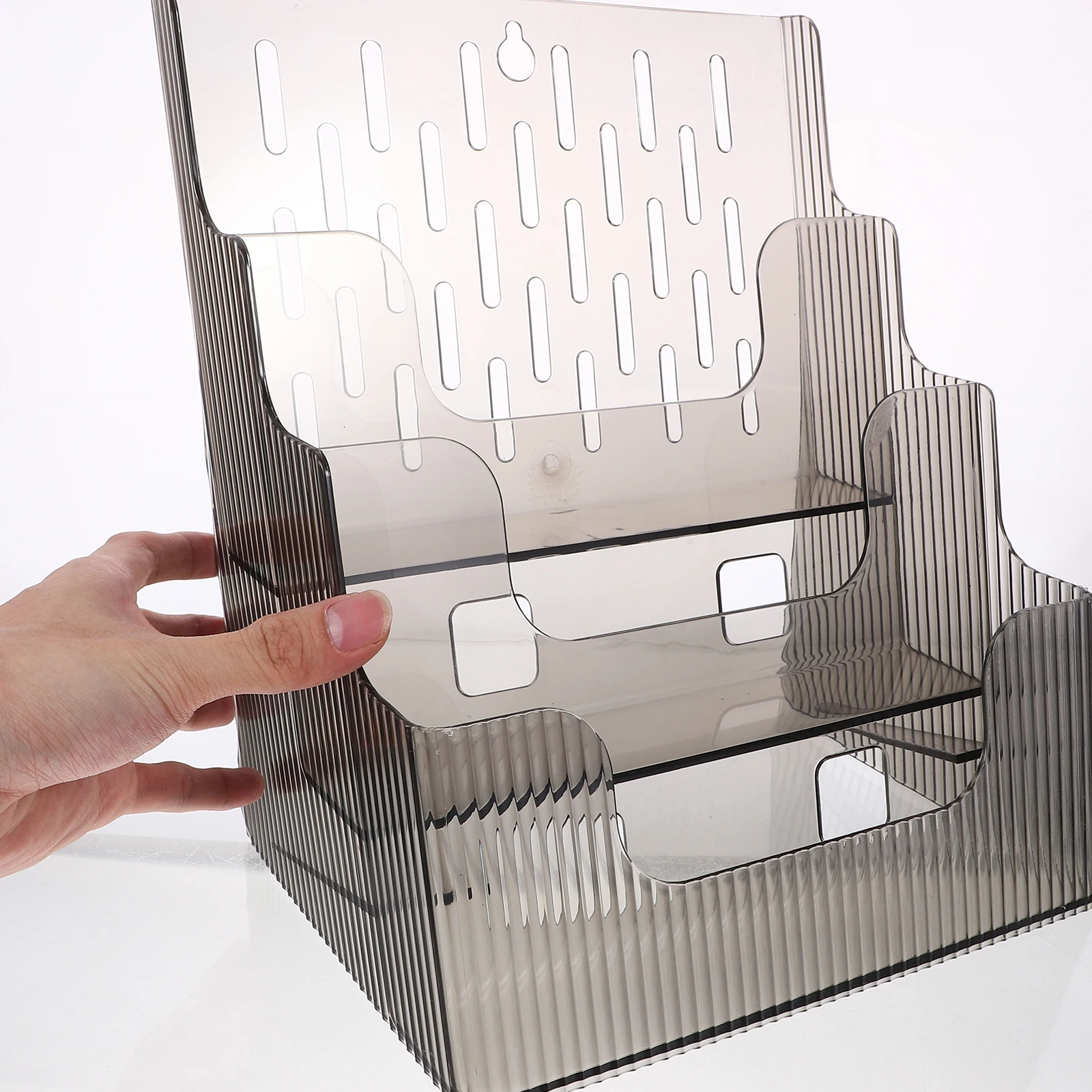 

Clear Multi-Layer Brochure Stand File Organizer Desktop Wall Mount Document Holder Office Storage Rack Magazine Display